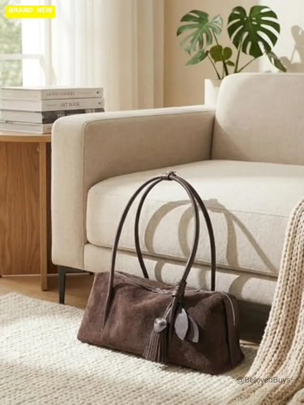 Genuine Suede Leather Shoulder Bag, Soft Hobo Bag, Lightweight Versatile Tote